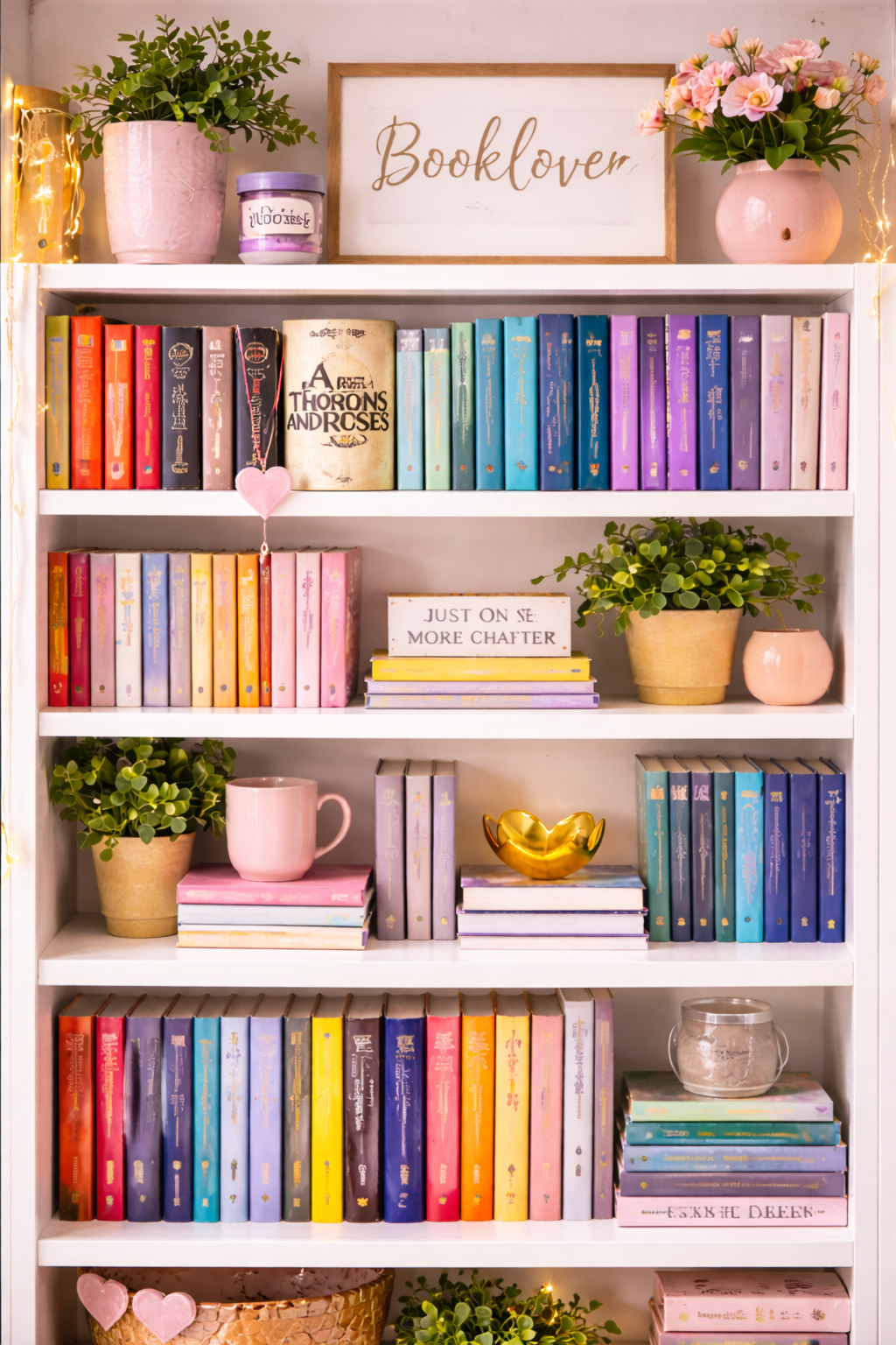 A BookTok romantic's shelf — profile hidden