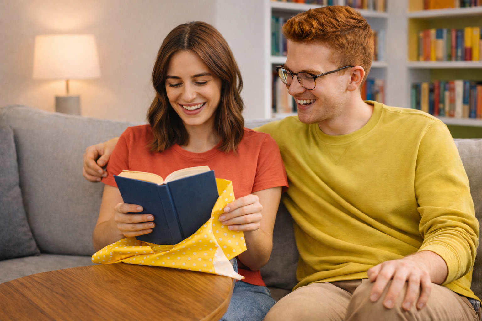 Someone gifting a book to their match